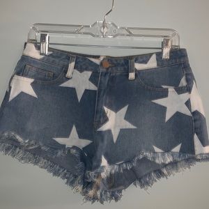 Toast Jeans Star Printed Light Denim Short Size Small